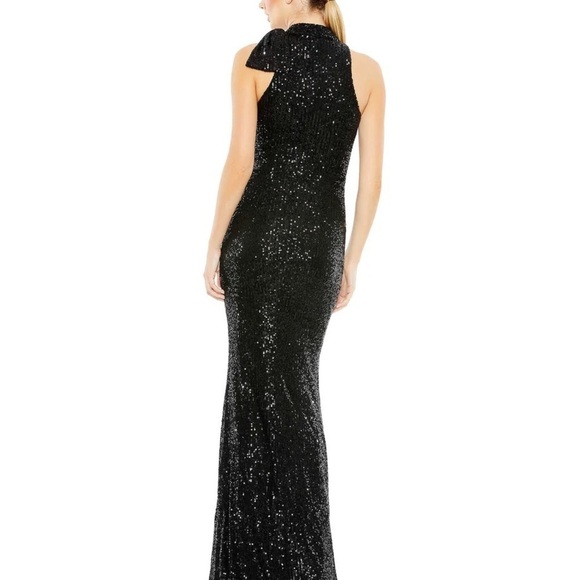Mac Duggal 11280 NWT SEQUINED SOFT TIE HALTER NECK COLUMN GOWN - Picture 2 of 7